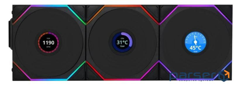 Повітряне охолодження для ПК LIAN LI UNI Fan TL WIRELESS LCD 120-3, Black (G99.12TLLCD1W3B.00)