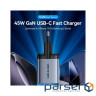 Зарядний пристрій Vention 2xUSB-C PD45W GaN transparent gray (FCFH0-EU)