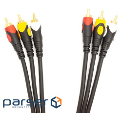 Кабель POWERPLANT G-DV-1.5 3xRCA - 3xRCA 1.5м Black (CA911714)