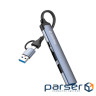 Хаб USB ColorWay "4-in-1", Grey, Type-C / USB 3.0 - 1xUSB 3.0 / 2xUSB 2.0 / 1xType-C 2.0, (CW-HUB06)