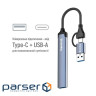 Хаб USB ColorWay "4-in-1", Grey, Type-C / USB 3.0 - 1xUSB 3.0 / 2xUSB 2.0 / 1xType-C 2.0, (CW-HUB06)