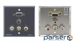 Wall panel-adapter with through connectors Kramer WAV-5/EU/GB(W)
