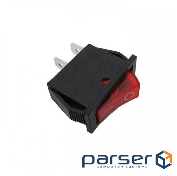 Перемикач ON-OFF KCD3-102, 250VAC / 16A, 2 контакти, red, Q100 (KCD3-102 / R)