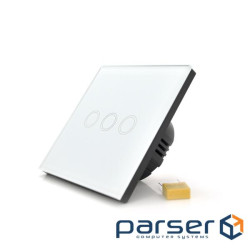 Сенсорний вимикач AOYAN, триканальний, White, 86х86х35мм (AY-EU-D603)