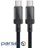 Кабель USB 2.0 USB-C to USB-C, 1.2 м , 60W, 3.0A, stainless steel Black, C12-03 Acefa (6974316283317)