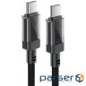 Кабель USB 2.0 USB-C to USB-C, 1.2 м , 60W, 3.0A, stainless steel Black, C12-03 Acefa (6974316283317)
