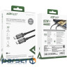 Кабель USB 2.0 USB-C to USB-C, 1.2 м , 60W, 3.0A, stainless steel Black, C12-03 Acefa (6974316283317)