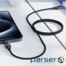Кабель USB 2.0 USB-C to USB-C, 1.2 м , 60W, 3.0A, stainless steel Black, C12-03 Acefa (6974316283317)