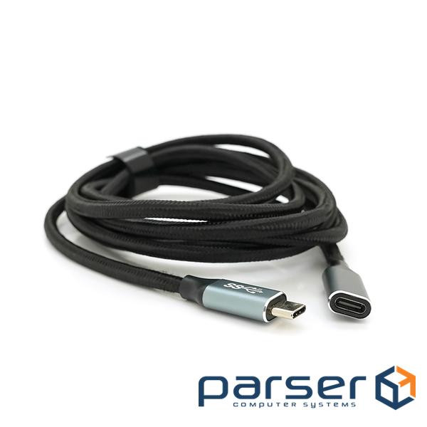 Підовжувач Type-C to Type-C (USB 3.2 GEN2 male to female), оплетений (YT-TC-TC-B-2m(male to female))