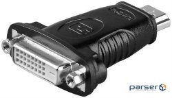 Перехідник моніторний HDMI -> DVI M / F, DVI 24 + 1 Nikel, HQ, чорний (75.06.8098-150)