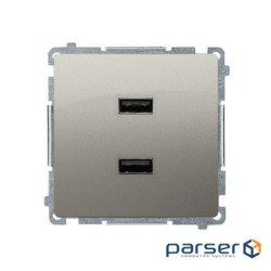 Розетка Basic USB 2x 5V 2.1A, сатин (BMC2USB.01/29)
