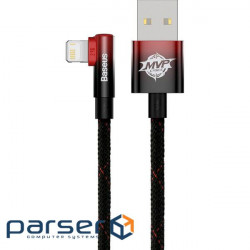 Кабель BASEUS MVP 2 Elbow-shaped Fast Charging Data Cable USB to iP 2.4A 1м Black/Red (CAVP000020)