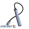 Хаб USB ColorWay ''4-in-1'', Grey, Type-C 3.0 - 1xUSB 3.0 / 3xType-C 2.0, кабель 12 см, алю (CW-HUB07)