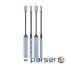 Хаб USB ColorWay ''4-in-1'', Grey, Type-C 3.0 - 1xUSB 3.0 / 3xType-C 2.0, кабель 12 см, алю (CW-HUB07)
