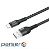 Дата кабель USB 2.0 AM to Lightning 1.0m nylon black ColorWay (CW-CBUL045-BK)