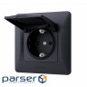 Socket Videx BINERA 1st with grounding and black cover (VF-BNSK1GС -BG)
