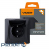 Socket Videx BINERA 1st with grounding and black cover (VF-BNSK1GС -BG)