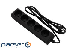 Подовжувач мережевий 2E 5хТип C, 2х1мм кв, 10A, 3м, чорний (2E-U05M3BK)