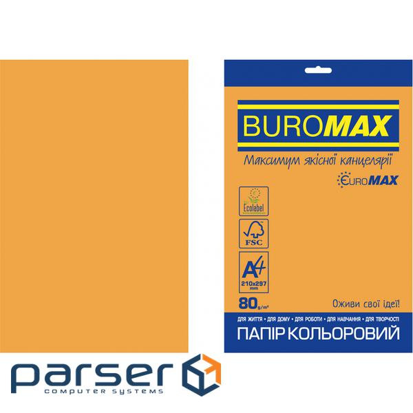 Папір Buromax А4, 80g, NEON orange, 20sh, EUROMAX (BM.2721520E-11)