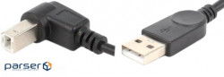 Кабель Kingda USB AM-BM, 1.0 м, верх 90 чорний (S0754)