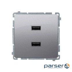 Розетка Basic USB 2x 5V 2.1A, серебро (BMC2USB.01/43)