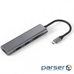 Порт-реплікатор POWERPLANT USB-C to 1xHDMI, 2xUSB3.0, SD/TF (CA913459)