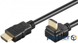 Кабель моніторний HDMI M/M 1.0m, HS+Ethernet 270 вгору Gold, HQ, чорний (75.03.1920-60)