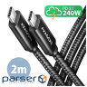 Кабель AXAGON BUCM2-CM20AB USB-C <-> USB-C 2.0, 2m, PD 240W 5A, Black