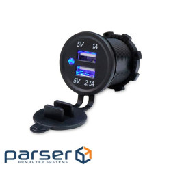 АЗП KWG-Р1, 12-24V, 2xUSB, 5V, клеми, Black, Box (KWG-Р1-60)