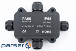 Водонепроникна коробка PA66 3-6,5mm (7-10mm), 1-6 контактів, 70 х 40 х 40 мм, IP68