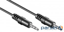 Audio signal cable Jack 3.5mm 3pin M/M 2.5m, Shielded (45 wires) D=4.0mm AUX Cu, black (78.01.2944-
