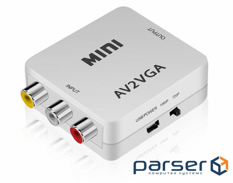 Перехідник моніторний Lucom VGA HD15-RCAx3 M/M (AV), Pas (VGA-екран) аудіо+відео (62.09.8080-1)