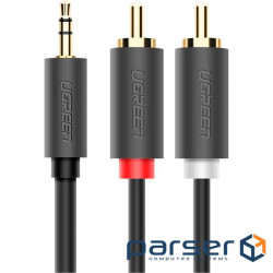 Кабель мультимедійний 3.5mm M to 2xRCA M 2.0m AV102 black Ugreen (10510) (904019641)
