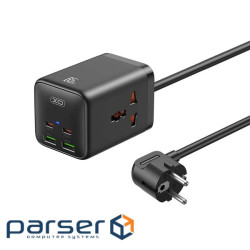 Мережевий фільтр XO (WL24.black) 2 розетки, 2 х USB, 2 x USB-C, 1.5 м , Black