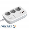 Мережевий фільтр COLORWAY CW-CHE34PDW White, 3 розетки, 2xUSB-C, 2xUSB, 2м 