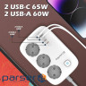 Мережевий фільтр COLORWAY CW-CHE34PDW White, 3 розетки, 2xUSB-C, 2xUSB, 2м 