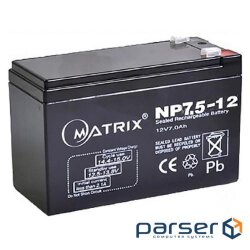 Accumulator battery MATRIX NP7.5-12 (12В, 7.5Ач) (Matrix-NP7.5-12)