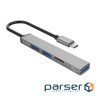 USB-хаб ORICO Type-C - USB3.0, 2xUSB2.0, TF (AH-12F-GY-BP)