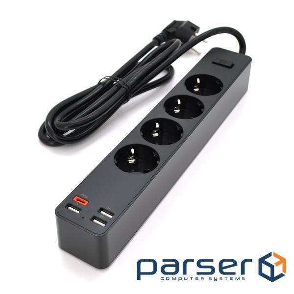 Мережевий фільтр KSC-717 Zhengya series на 4 розетки + 4 USB виходи 4000W, 1.8m, B (KSC-717-Zhengya) 4000W, 1.8m, B (KSC-717-Zhengya)