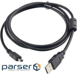 Кабель USB AM-mini BM 5pin, 1.8 м, з феритом, чорний (S0397)