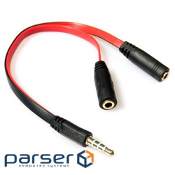 Перехідник аудіо Jack 3.5mm M 4pin -> 2 Jack 3.5mm F (Audio+MIC) (B00051)