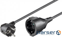 Кабель живлення-підовжувач IEC(Schuko) M/F 10.0m,жила 1.5mm 16A Cu,чорний (75.09.3095-1)