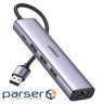 Концентратор Ugreen USB 3.0 to 3хUSB 3.0/Type-C+RJ45(1000M) Ethernet 5in1 CM475 (60554)