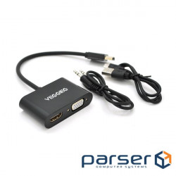 Adapter VEGGIEG HDMI - HDMI/VGA Black (YT-C-H-V500)