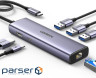 Концентратор Ugreen USB-C 6-in-1 3xUSB 3.0 + HDMI 4K@30Hz + RJ45 1000Mbps + PD silver (1 (UGR-15598)