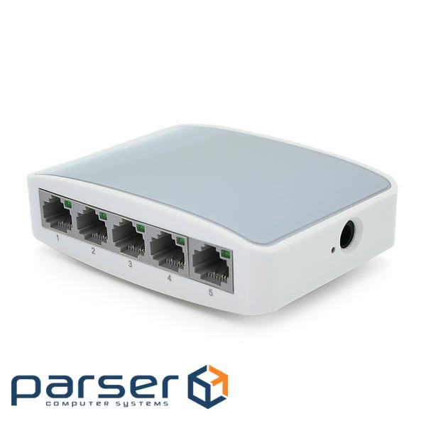 Комутатор Ethernet ONV-H1005S в пластиковому корпусі, 5*100Мб портів, 5В 1Ач, 100х70х28 28