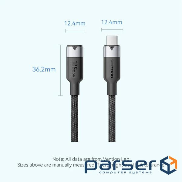 Кабель Vention USB Type-C - USB Type-C (M/F), 100W, 5A, 0.5 м, Black (TRFBD)