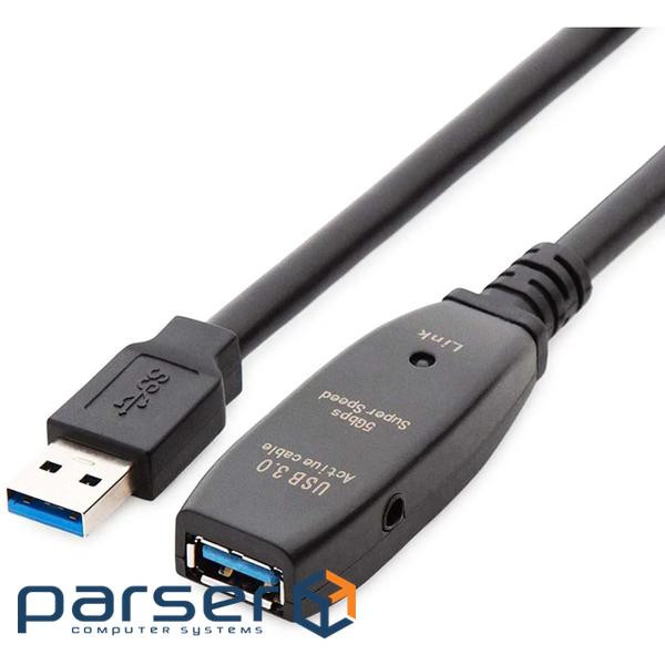 Кабель пристроїв-подовжувач USB3.0 A M/F (Active) 5.0m,AWG22+28 D=6.0mm (каскад 2x),чор (84.00.7157) (84.00.7157)