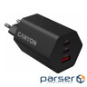 Зарядний пристрій Canyon HEXAGON 65 GaN 65W 2xPD 1xQC EU Black (CND-CHAHEX65B)