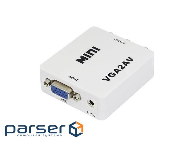 Перехідник моніторний Lucom VGA HD15-> RCAx3 M/M (AV), Pas (RCA-екран) аудіо+відео (62.09.8081-1)